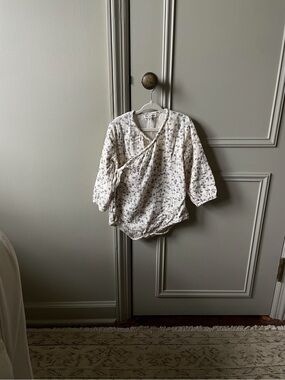 Eli & Nev Wrap Romper in Cream with Leaf Print - 18-24 months